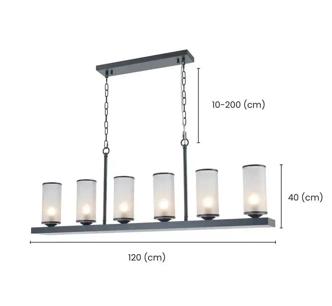 Provincial Collection- 120cm - Frosted Glass - Bar Light - Matte Black