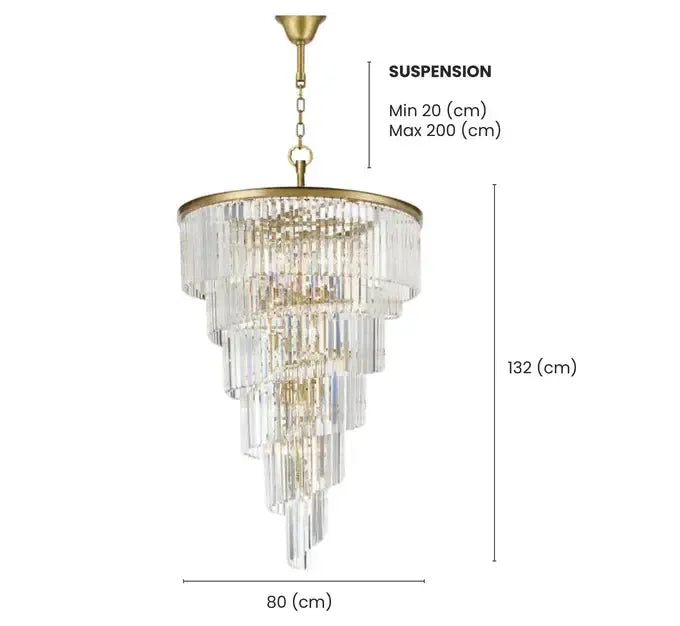 NewYork Oasis Spiral Chandelier - Antique Gold - Width: 80cm