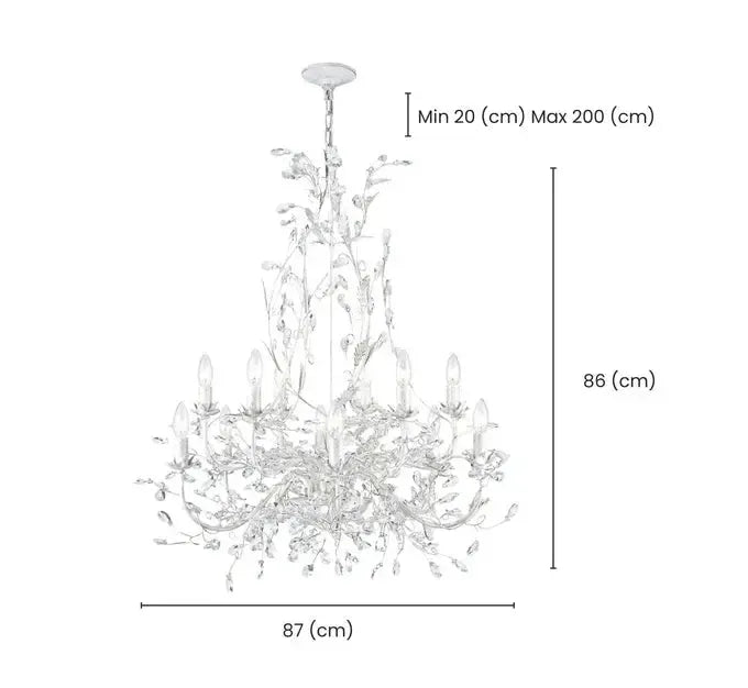 Willow Contemporary Leaf Chandelier in Antique White 87cm Wide