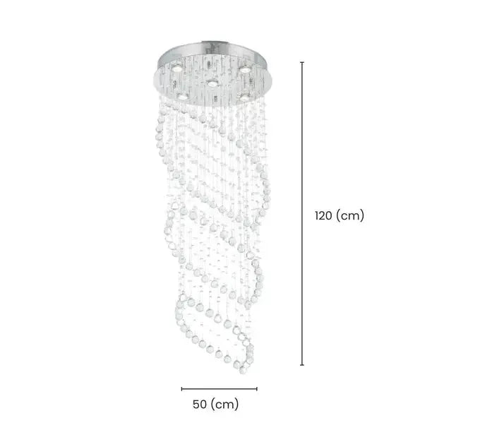 Contemporary Triple Leaf LED Chandelier with LED Lighting – 50cm x 120cm - Chrome