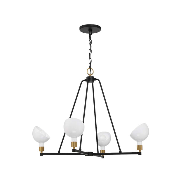 Gamma Collection - 4 Light - Chandelier - Satin Brass & Matte Black
