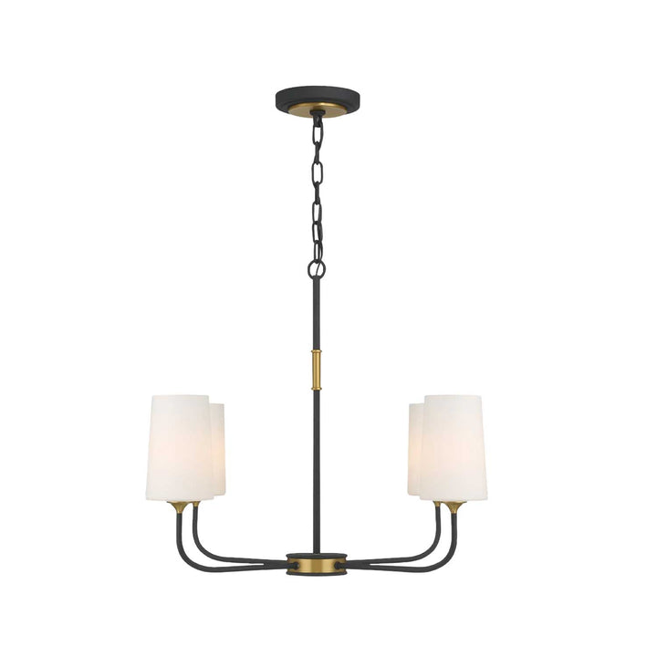 Royston Collection - 4 Light Chandelier - Satin Brass & Matte Black - W:73.6cm
