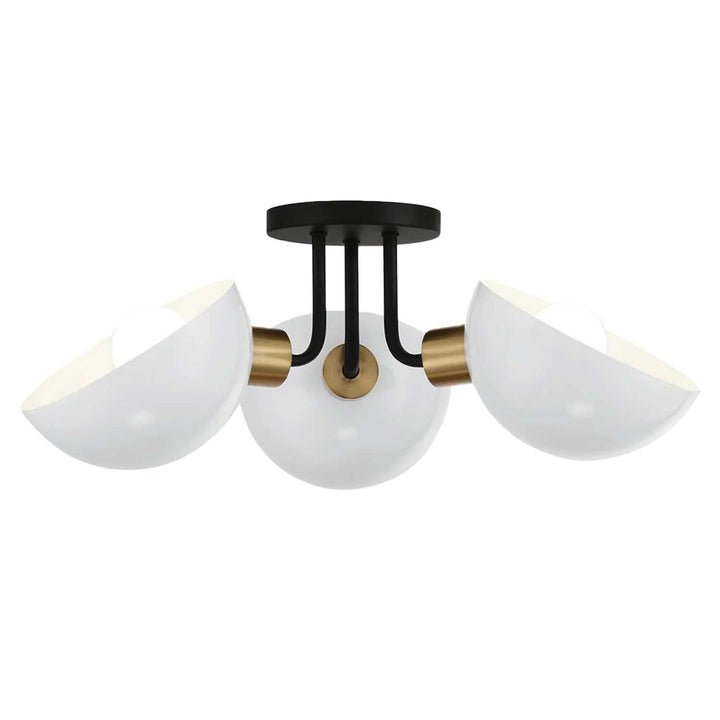 Gamma Collection - 3 Light - Flush Mount - Matte Black & Satin Brass
