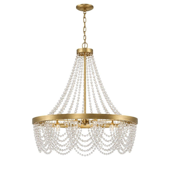 Perla Collection - Antique Gold Chandelier - Frosted Glass Beads