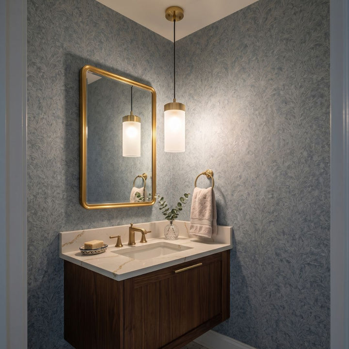 Provincial Collection - Single Light Pendant - Frosted Glass - Brass