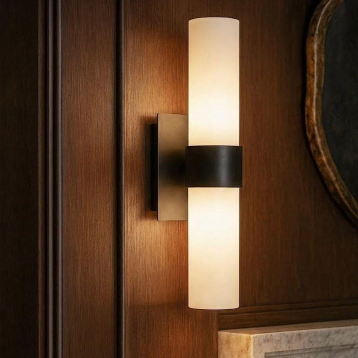 Provincial Collection Wall Sconce - Frosted Glass - Matte Black - H:25cm