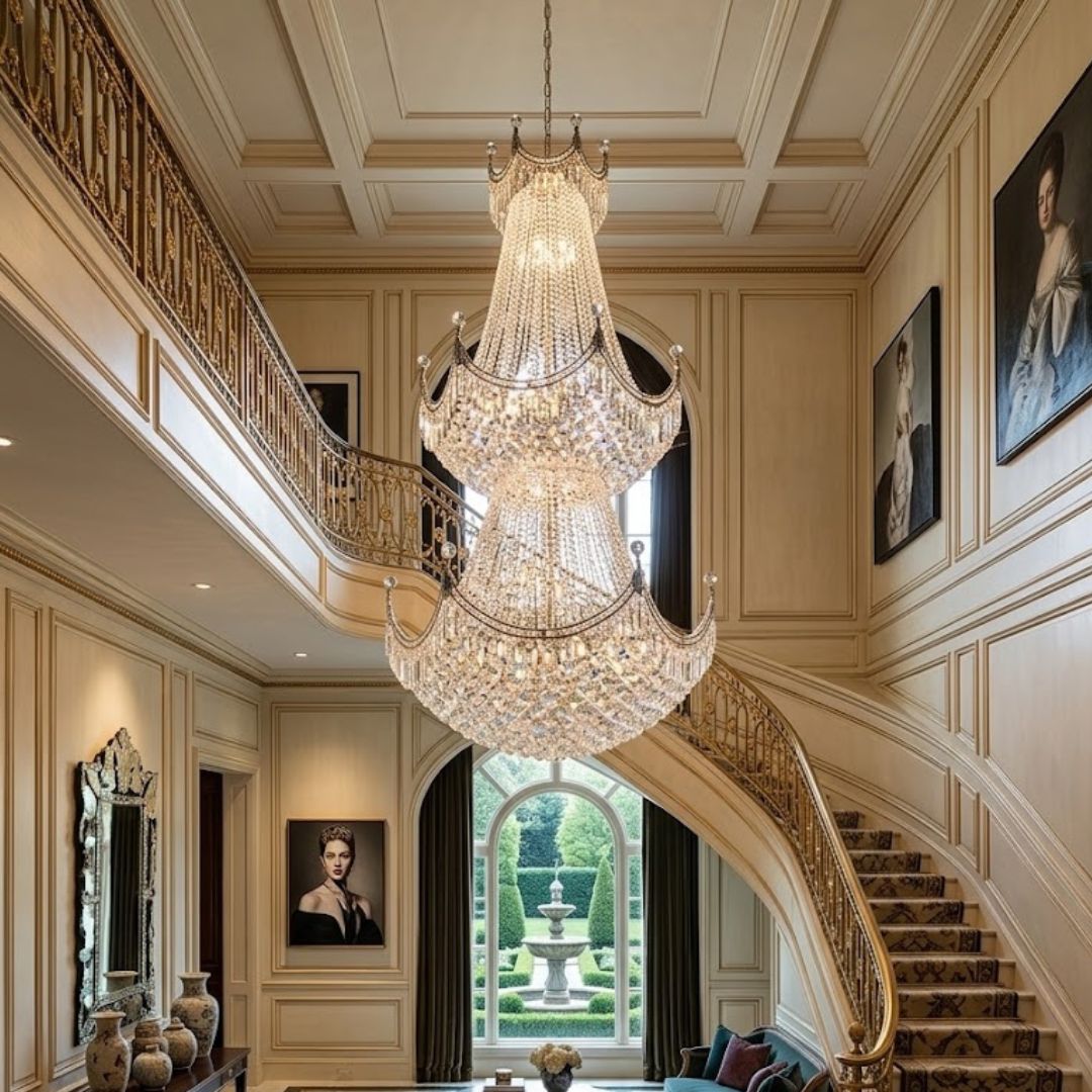 Royal Empire Staircase Basket Chandelier - Chrome - W:90cm