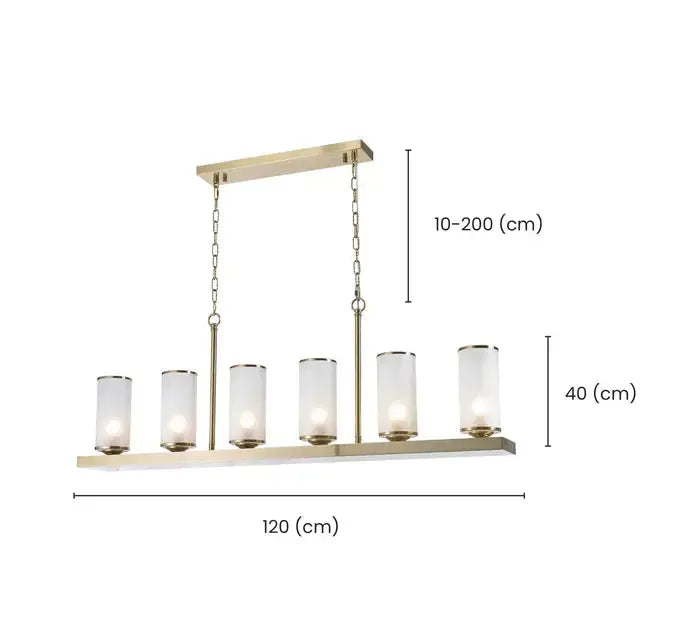 Provincial Collection- 120cm - Frosted Glass - Bar Light - Brass