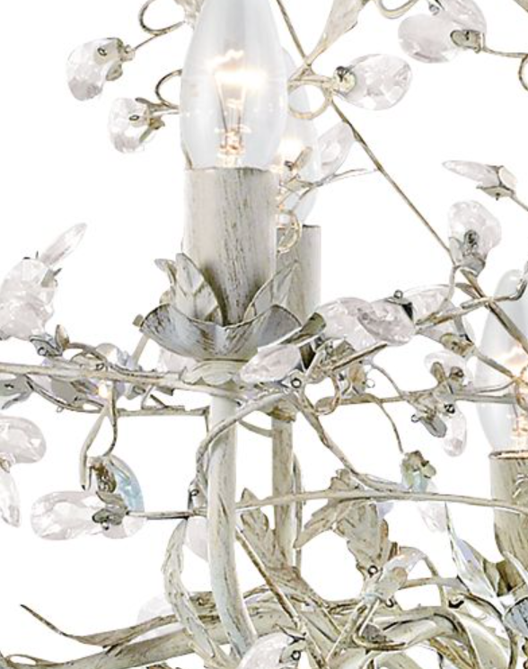 Willow Contemporary Leaf Chandelier in Antique White 87cm Wide