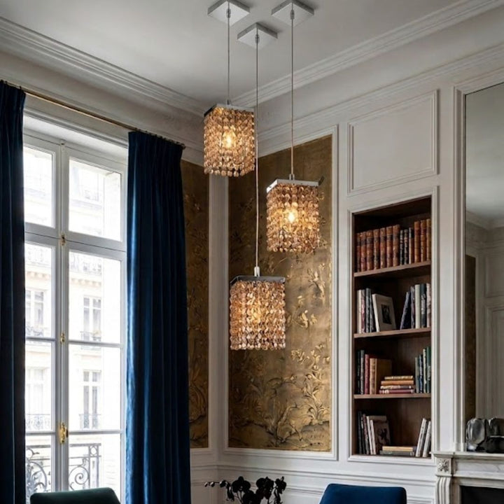 Single Crystalia Pendant Light - Golden Teak
