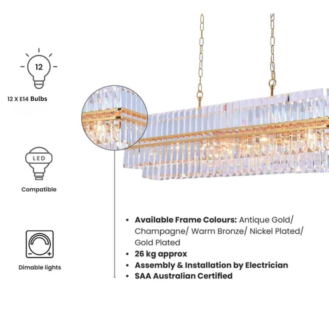 Ashton Collection - 120 cm Bar Light - Gold Plated USE CODE KATY30 - Designer Chandelier Australia