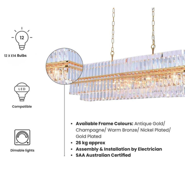 Ashton Collection - 120 cm Bar Light - Gold Plated USE CODE KATY30 - Designer Chandelier Australia