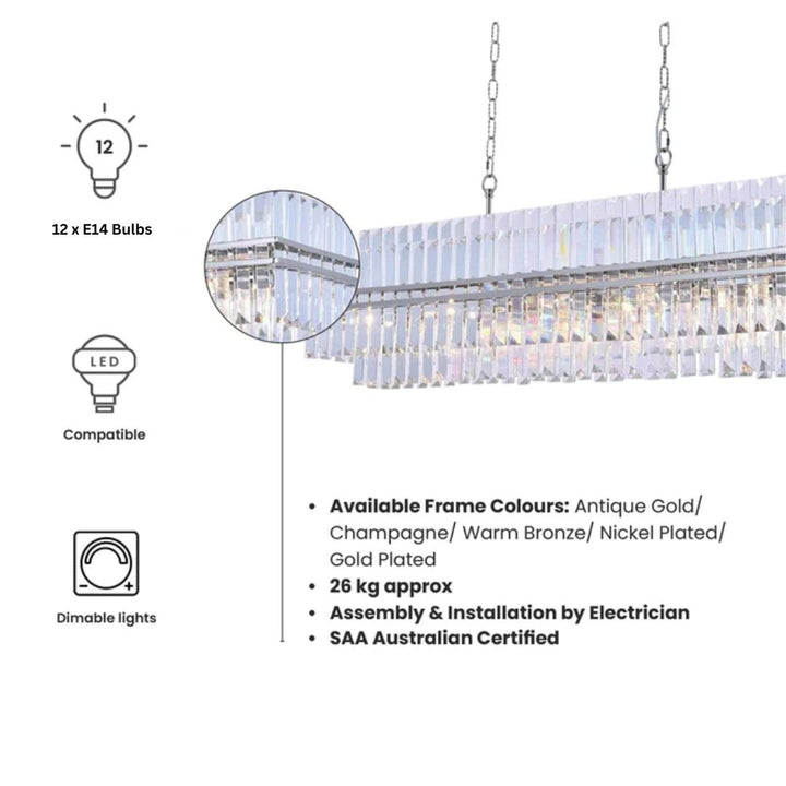 Ashton Collection - 120 cm Bar Light - Nickel Plated USE CODE KATY30 - Designer Chandelier Australia
