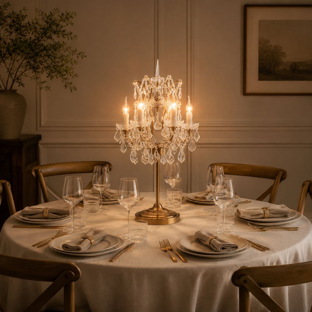 Jasmine - Table Lamp - Antique Gold - W:42cm, H:80cm
