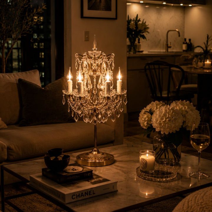 Jasmine - Table Lamp - Antique Gold - W:42cm, H:80cm
