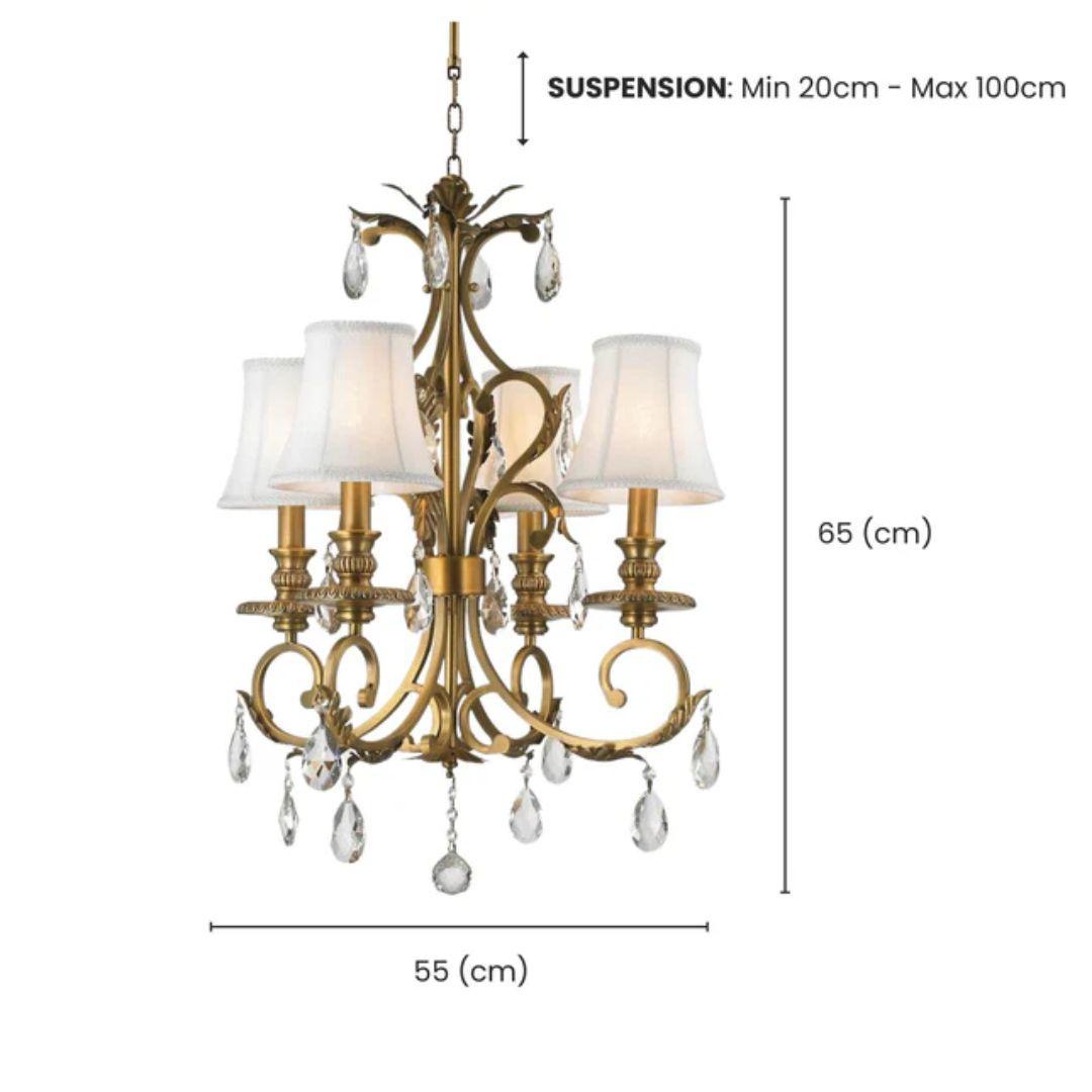 ARIA - Hampton 4 Arm Chandelier - Brass