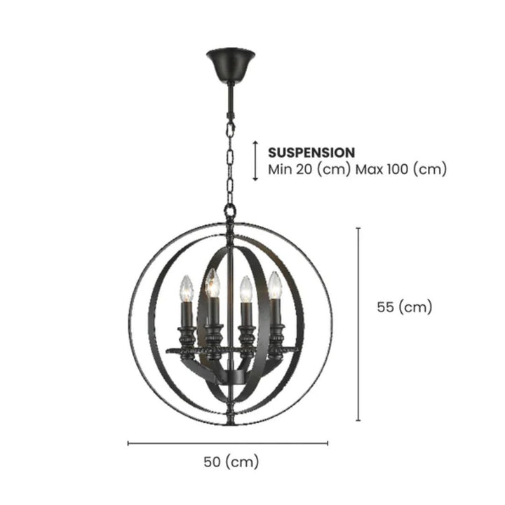 Hampton Orb - 4 Light - Nickel Plated