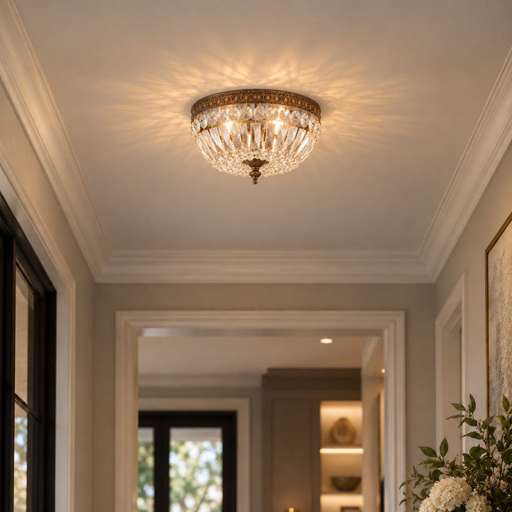 Devon Collection - Old Brass - Clear Crystals Flush Mount - W:30cm