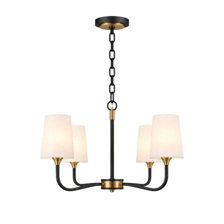 Royston Collection - 4 Light Chandelier - Satin Brass & Matte Black - W:73.6cm