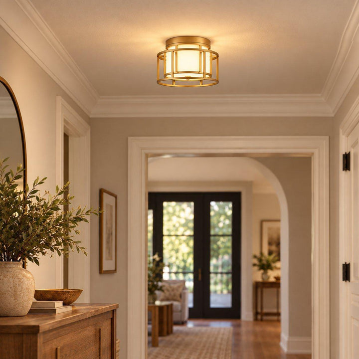 Dixon Collection - Flush Mount Chandelier - Satin Brass Frame - W:38cm