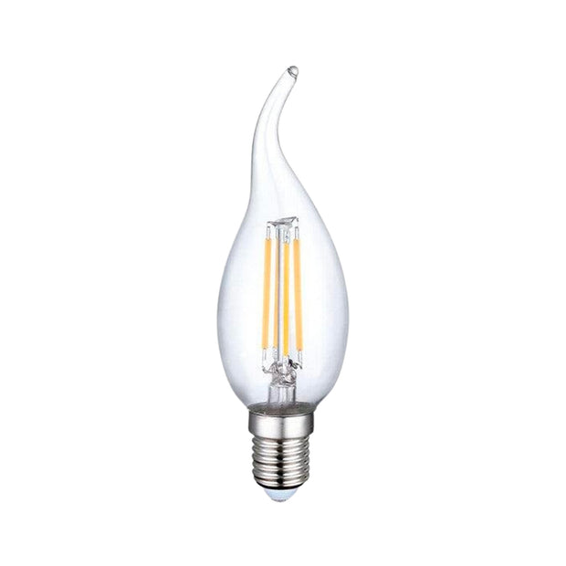 Natural White (4000k) LED - FLICKER FREE 4 Watt Candle Bulb E14 Socket - Dimmable Fancy Tip -