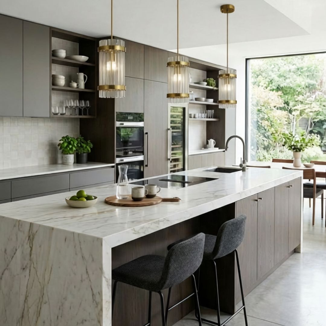 Harlow Collection - Pendant - Satin Brass - W:15cm
