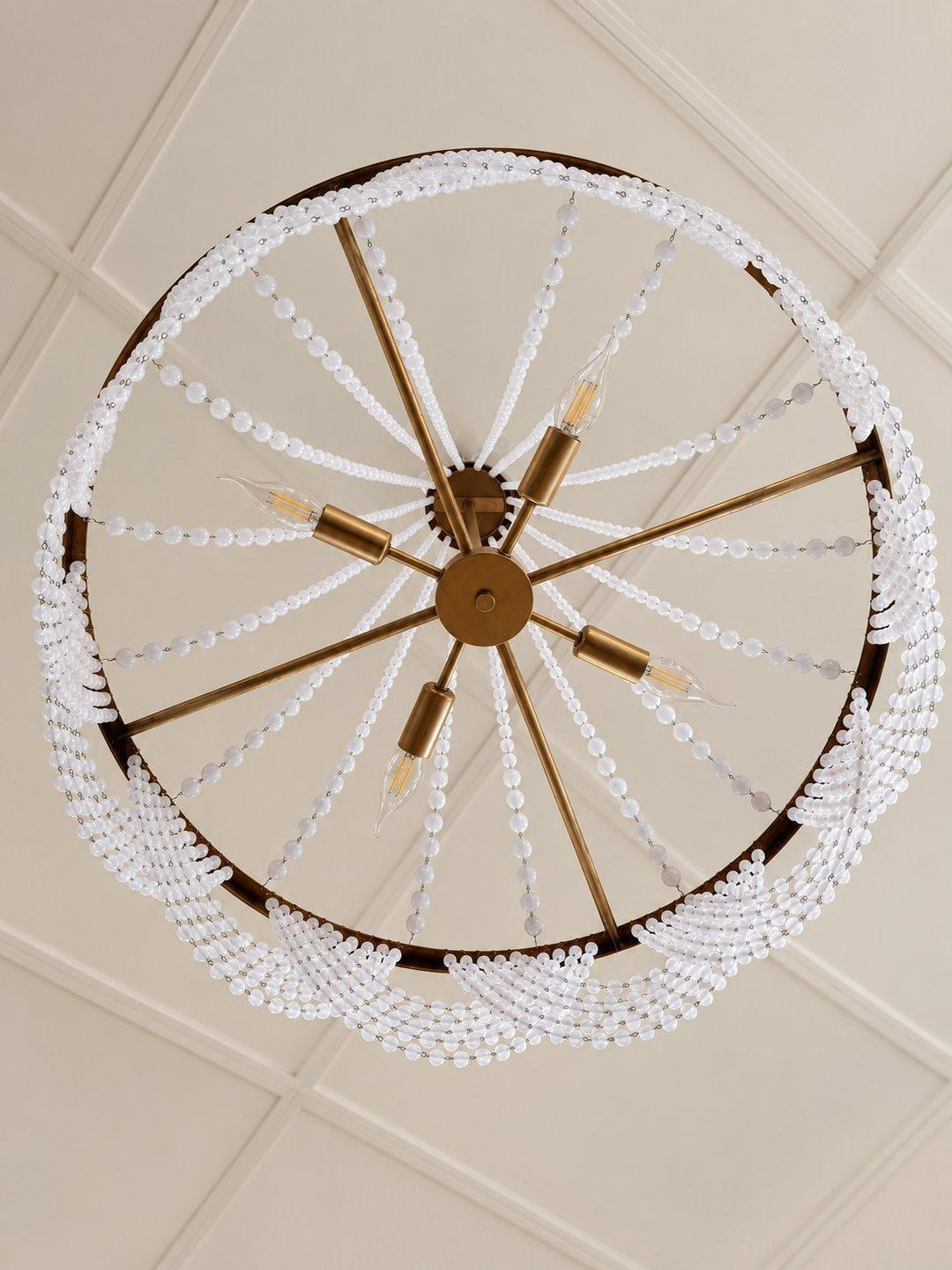 Perla Collection - Antique Gold Chandelier - Frosted Glass Beads