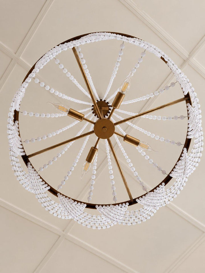 Perla Collection - Antique Gold Chandelier - Frosted Glass Beads