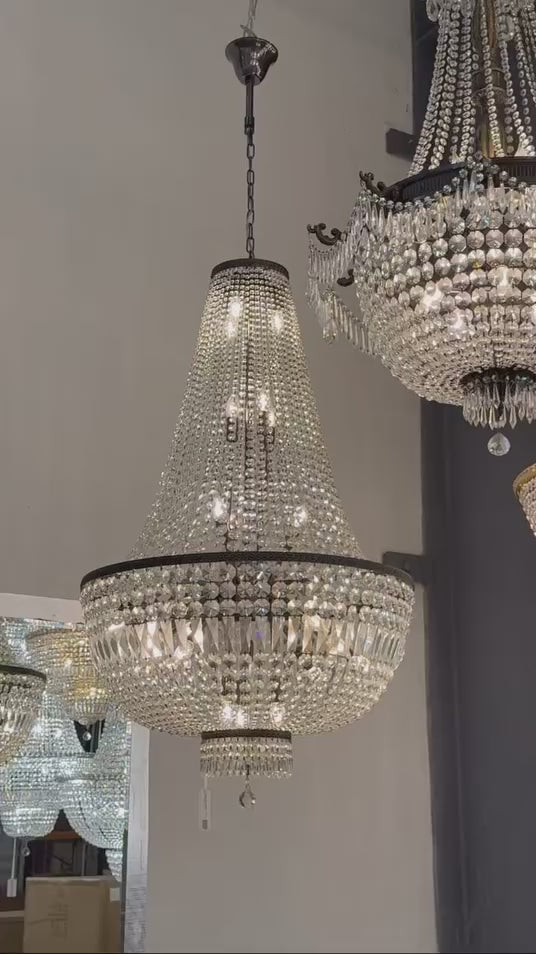 French Basket Chandelier - Antique Bronze - 80cm by 130cm