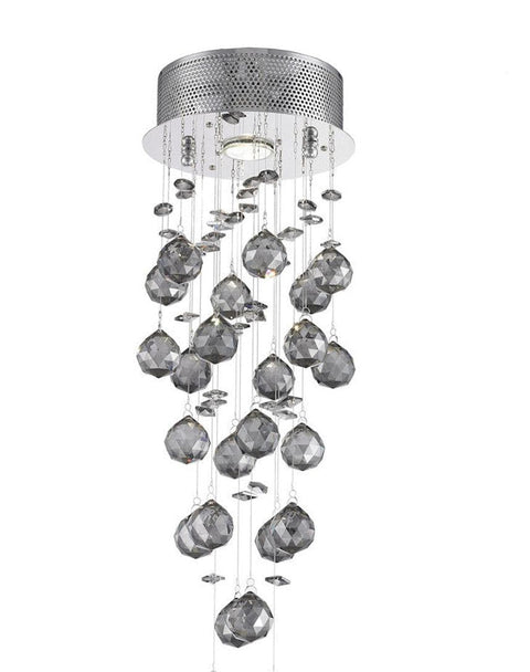 Round Cluster LED Crystal Chandelier - SMOKE- Width:20cm Height:60cm