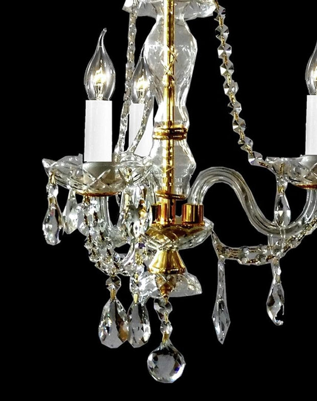 Bohemian Brilliance 3 Arm Crystal Chandelier - Gold