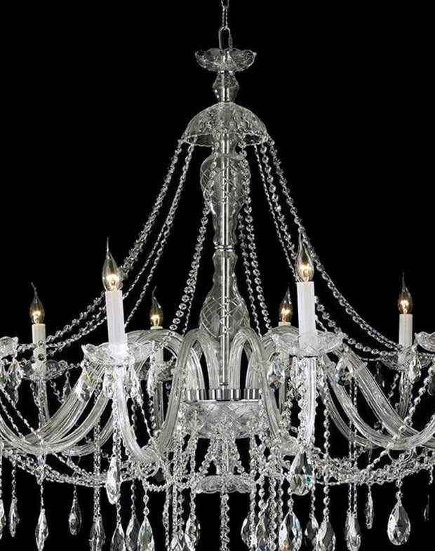 Bohemian Brilliance LARGE 12 Arm Single Tier Chandelier - Chrome