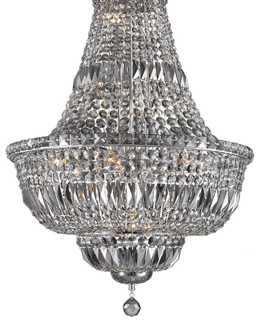 Empress Crystal Basket Chandelier - Chrome - Smoke Crystal 15 Light