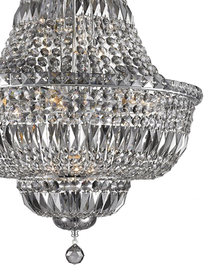 Empress Crystal Basket Chandelier - Chrome - Smoke Crystal 15 Light