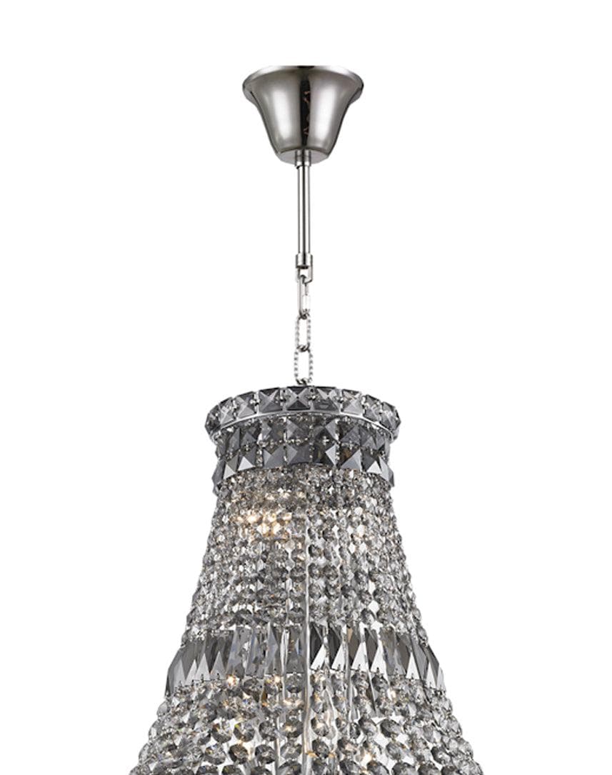 Empress Crystal Basket Chandelier - Chrome - Smoke Crystal 15 Light