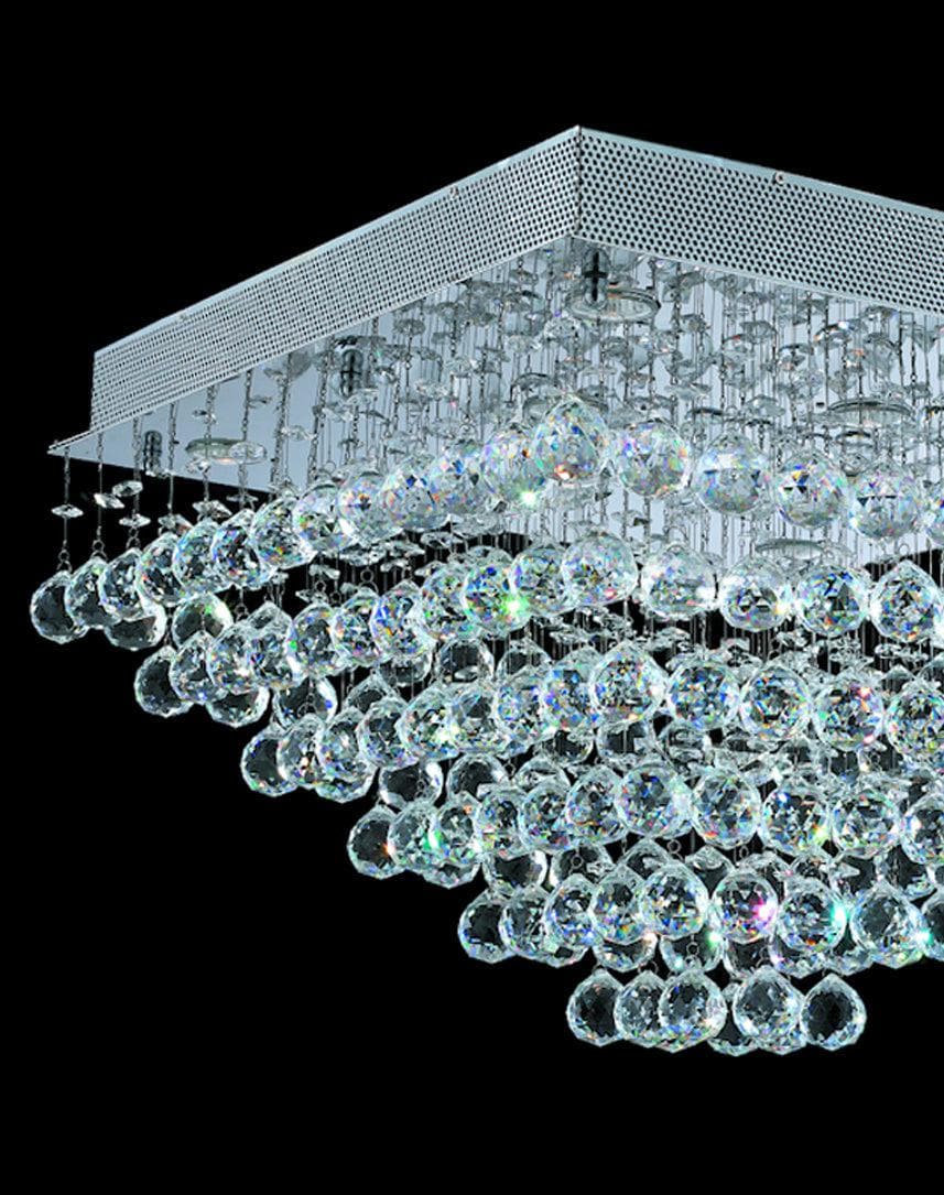 Square Cluster LED Flush Mount Crystal Chandelier - Width:60cm Height:40cm - Designer Chandelier Australia