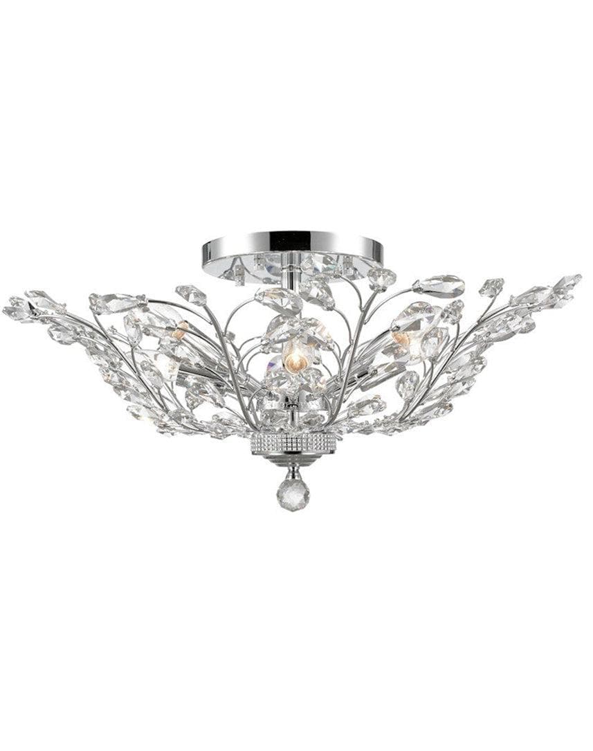Willow Contemporary Leaf Flush Mount Chandelier- W:70cm H:30cm - Chrome - Designer Chandelier Australia