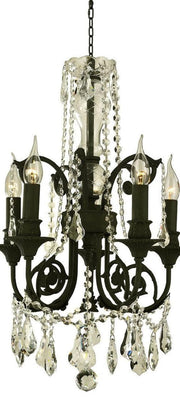 French Provincial Iron Chandelier- 5 Arm Wrought Iron Finish