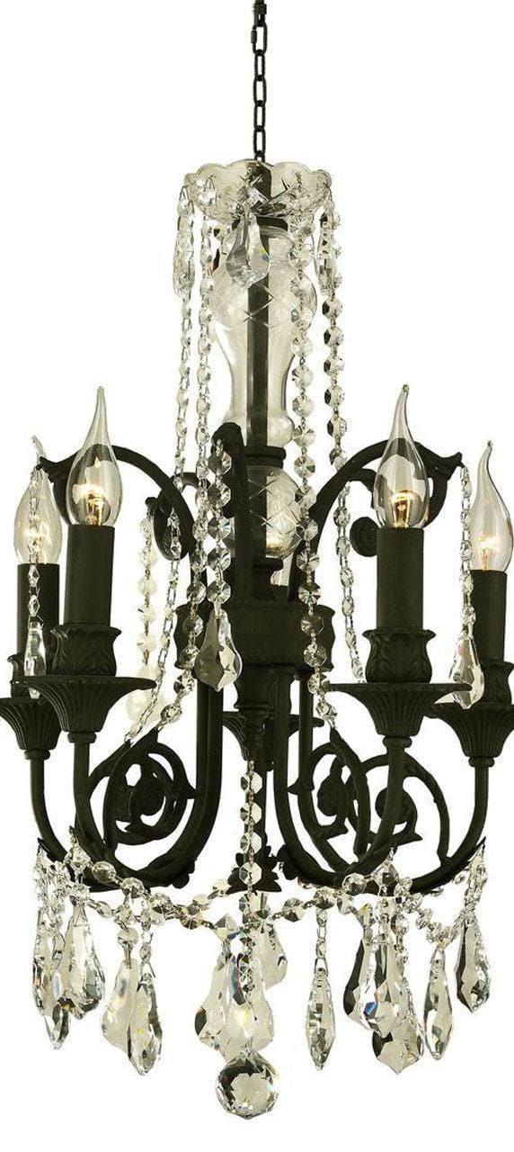 French Provincial Iron Chandelier- 5 Arm Wrought Iron Finish