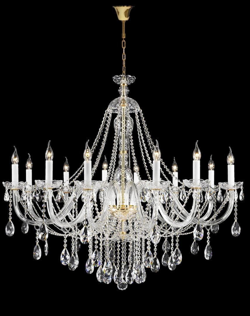 Bohemian Brilliance LARGE 12 Arm Single Tier Chandelier - GOLD - Designer Chandelier Australia