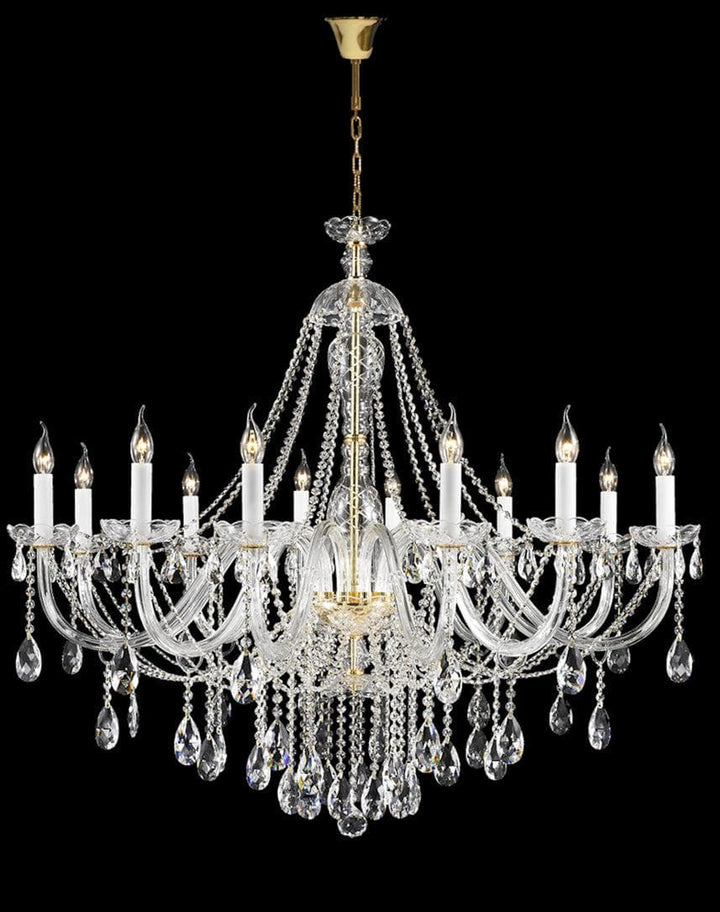 Bohemian Brilliance LARGE 12 Arm Single Tier Chandelier - GOLD - Designer Chandelier Australia