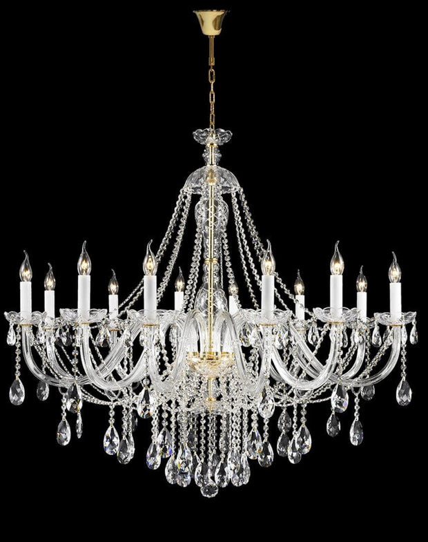 Bohemian Brilliance LARGE 12 Arm Single Tier Chandelier - GOLD