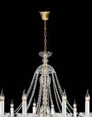 Bohemian Brilliance LARGE 12 Arm Single Tier Chandelier - GOLD