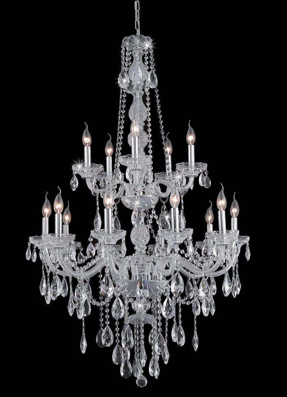 Bohemian Elegance 15 Light Crystal Chandelier- CHROME - Designer Chandelier 