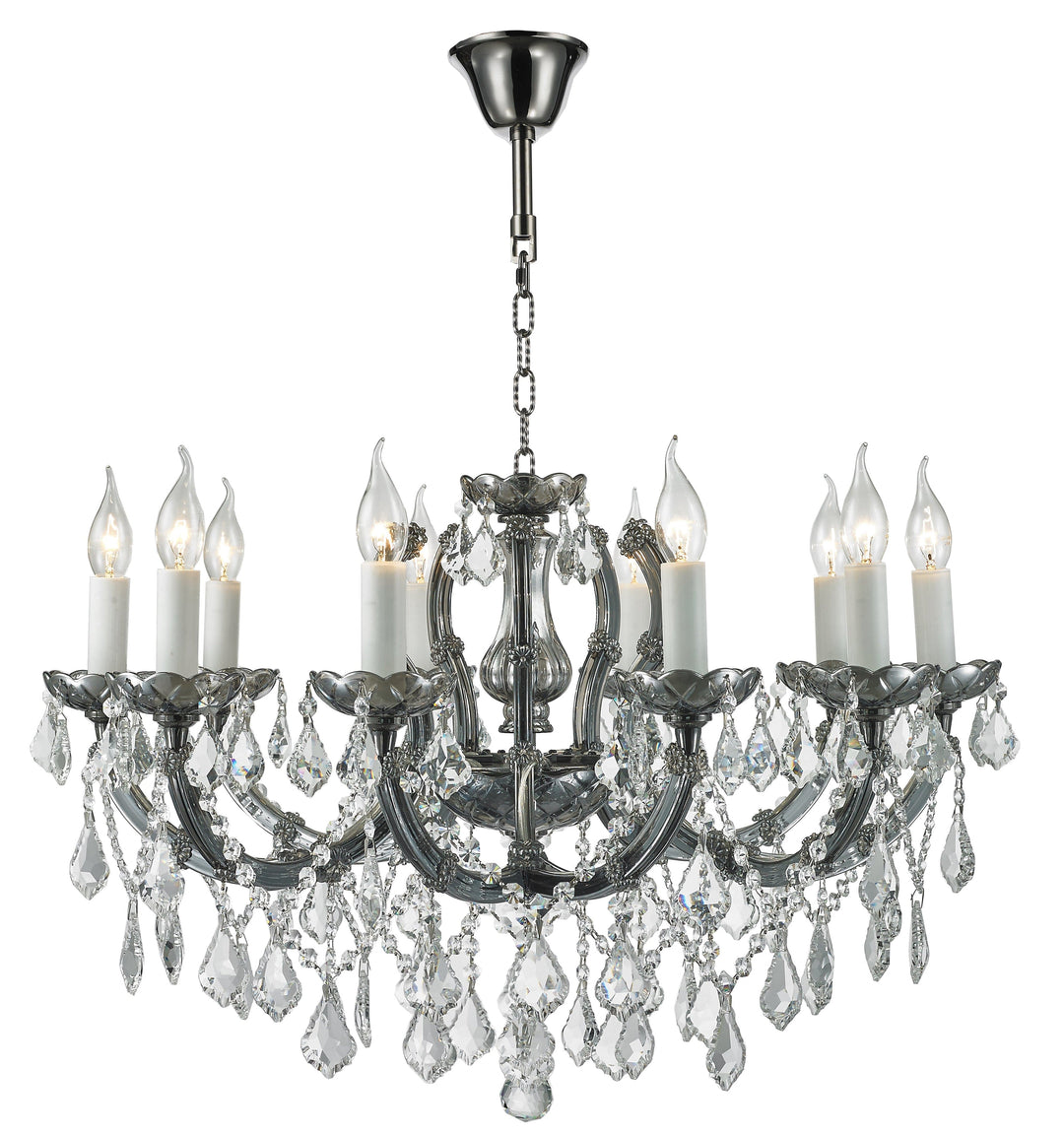 Maria Theresa Crystal Chandelier Grande 10 Light - Smoke Nickel & Clear Crystal - Designer Chandelier Australia