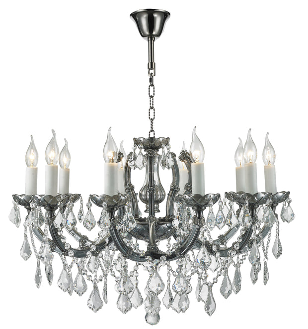 Maria Theresa Crystal Chandelier Grande 10 Light - Smoke Nickel & Clear Crystal