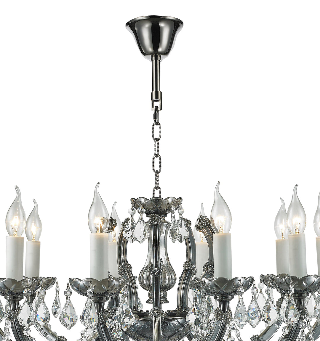 Maria Theresa Crystal Chandelier Grande 10 Light - Smoke Nickel & Clear Crystal - Designer Chandelier Australia