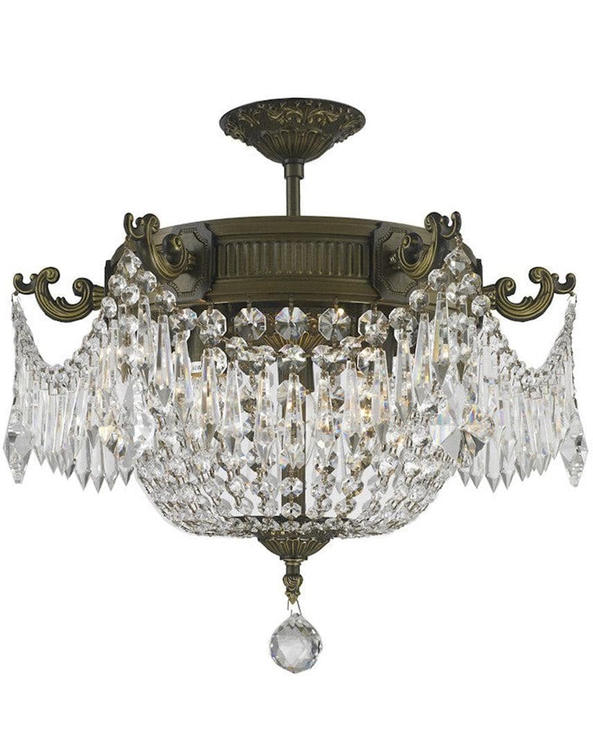 Regency Basket Chandelier - Antique Bronze Style - Flush Mount - W:46cm H:43cm - Designer Chandelier Australia