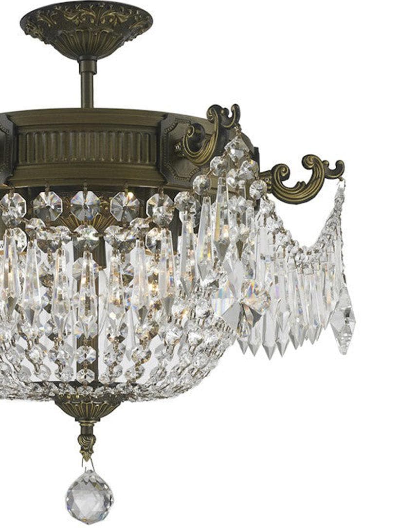 Regency Basket Chandelier - Antique Bronze Style - Flush Mount - W:46cm H:43cm - Designer Chandelier Australia