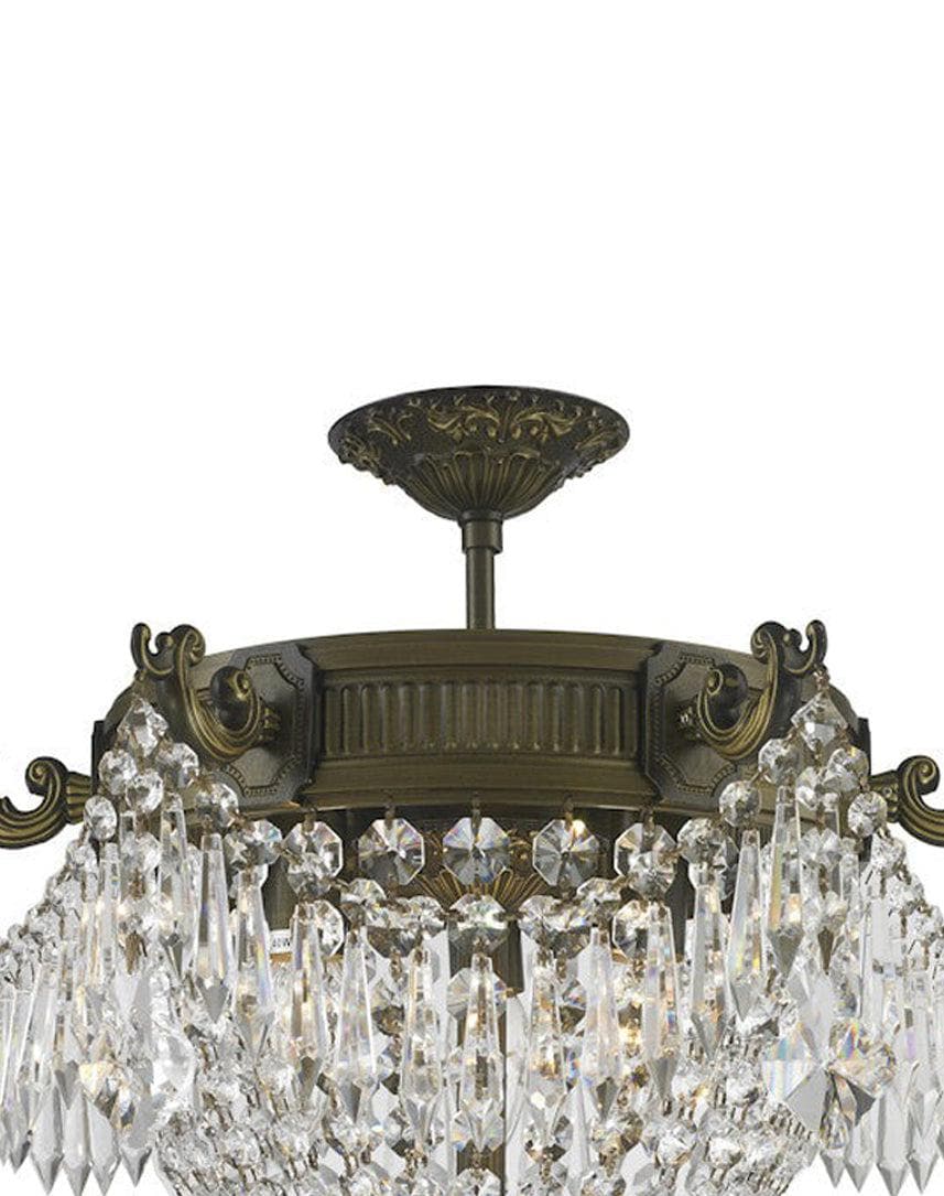 Regency Basket Chandelier - Antique Bronze Style - Flush Mount - W:46cm H:43cm - Designer Chandelier Australia